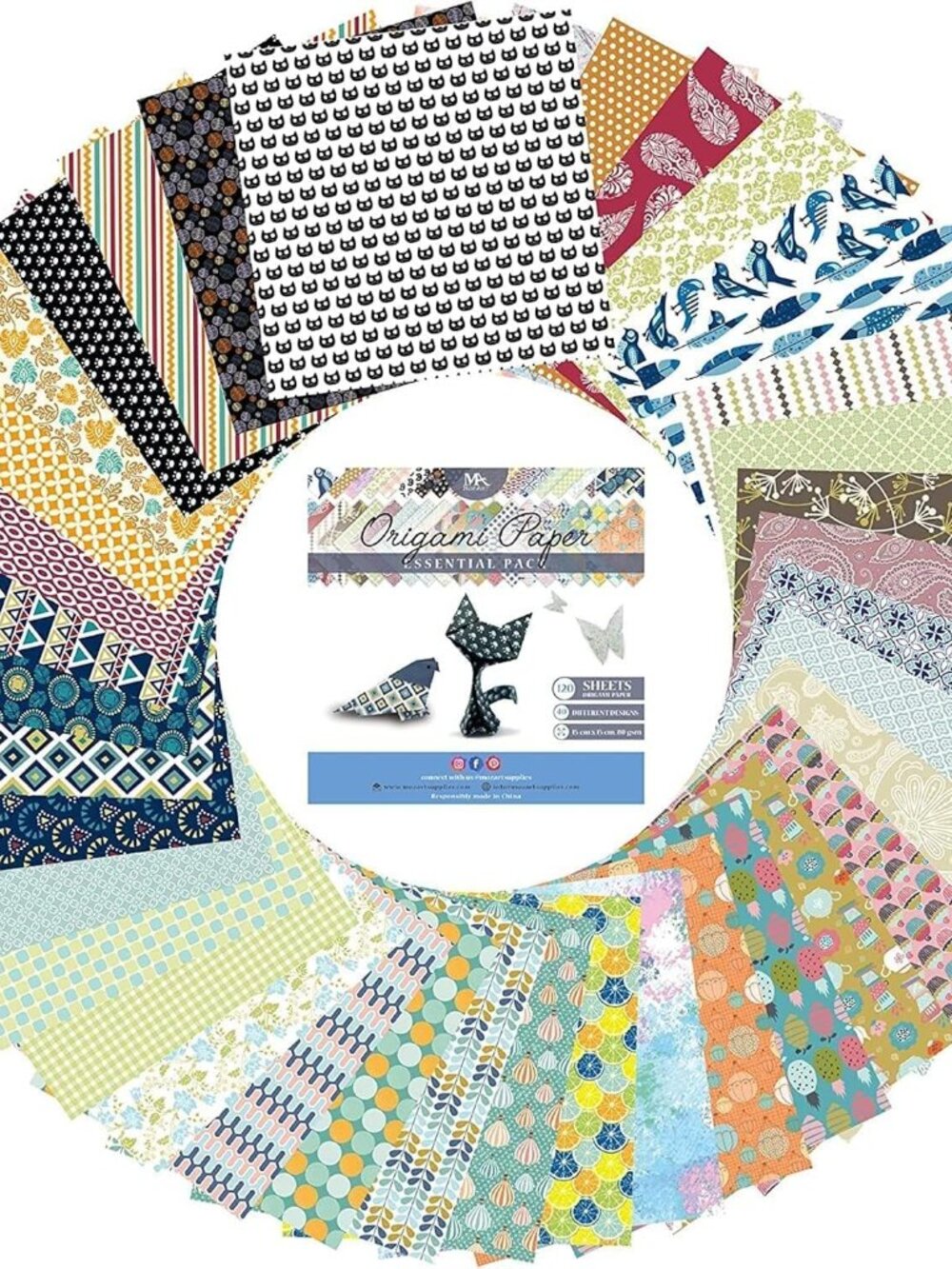MozArt Japanese Origami Paper 120 Sheets 6x6 Folding Kit Kids Adults